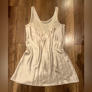 Preview Collection Ivory Satin Chemise Slip Dress with Lace Trim